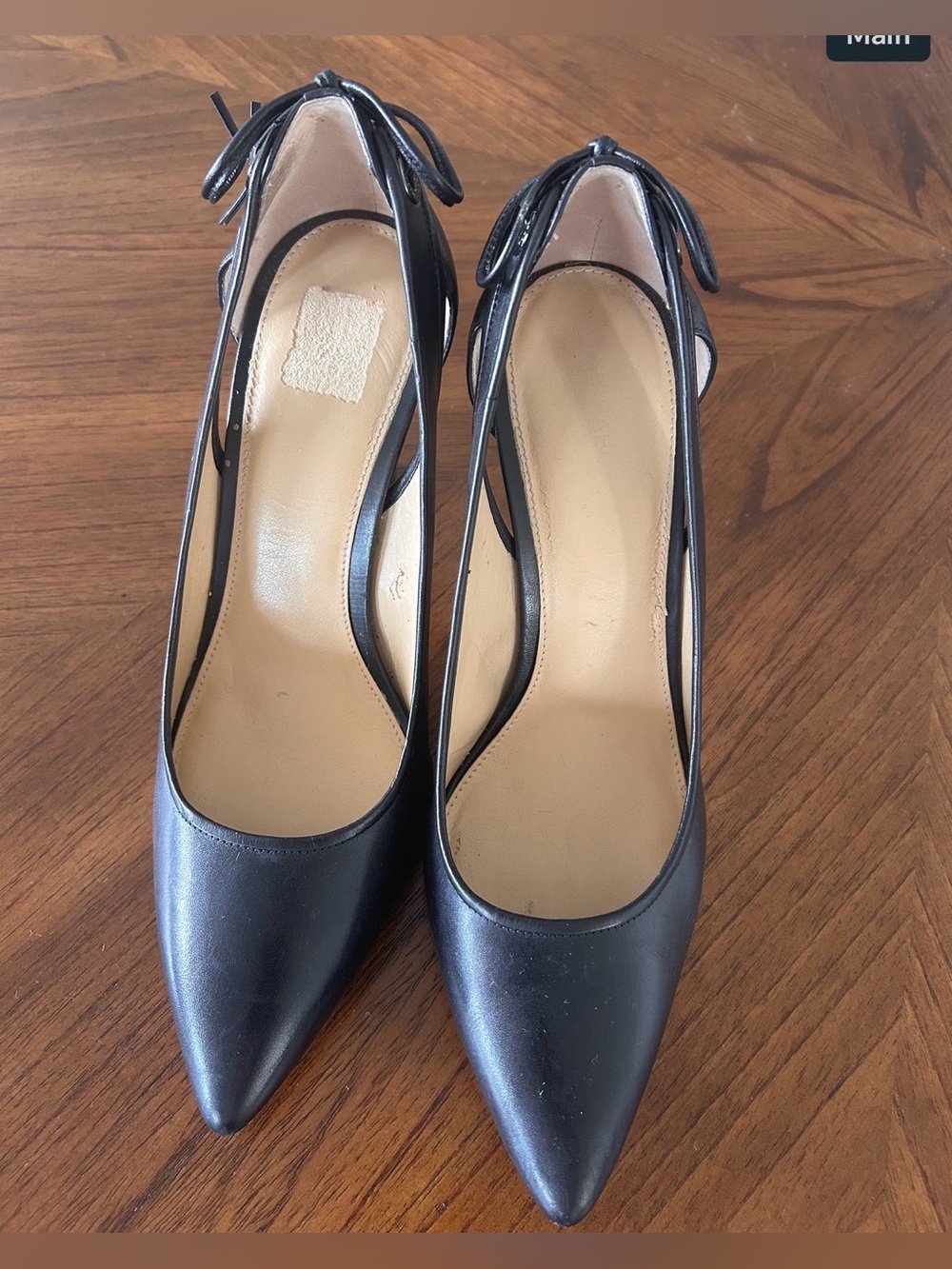 Michael Kors Black Pointed-Toe Pumps with Ankle Bow Detail
